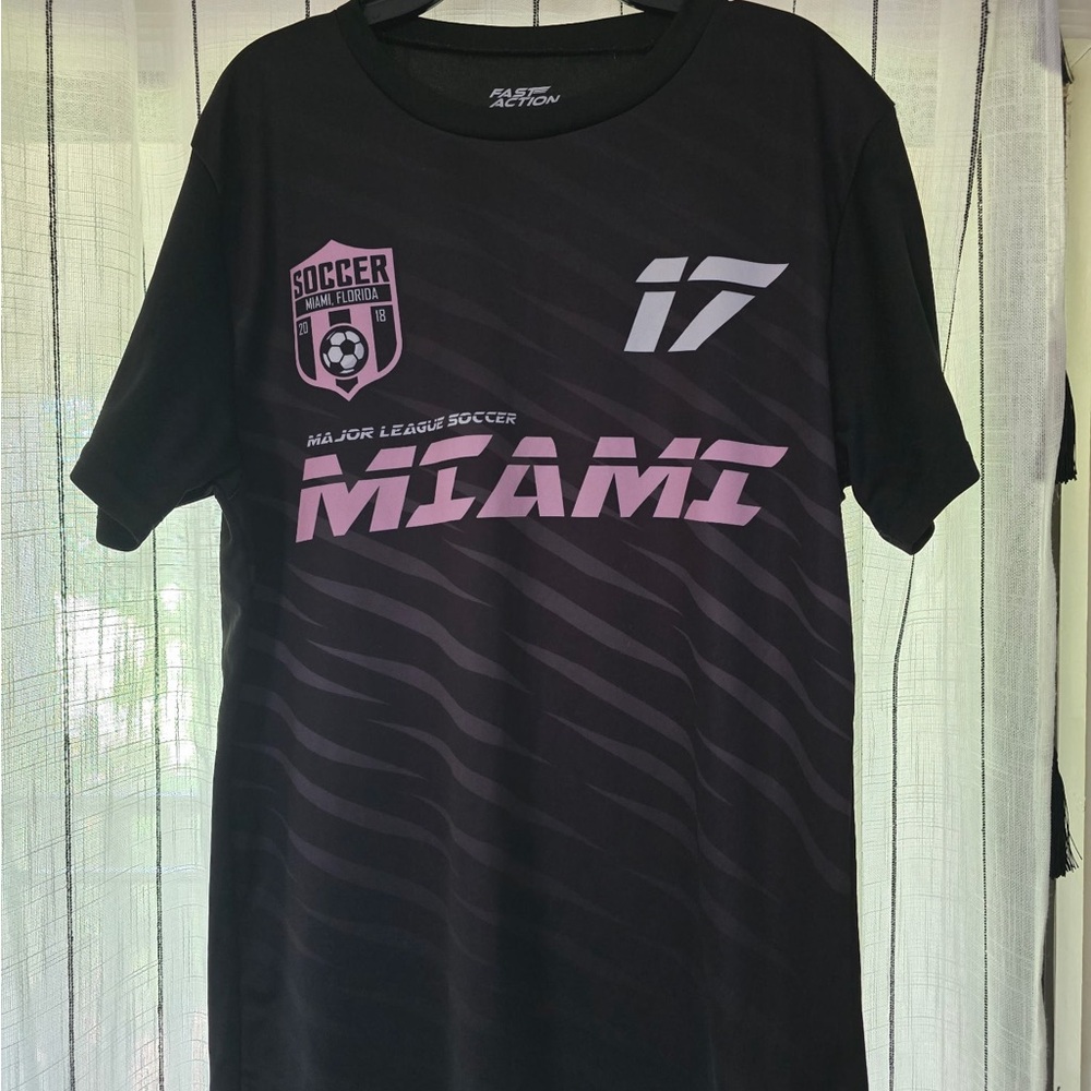 Black and Pink Miami Soccer Tee
